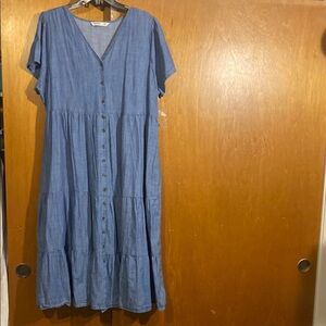Sonoma Blue Flutter Sleeve V-Neck Midi Sundress